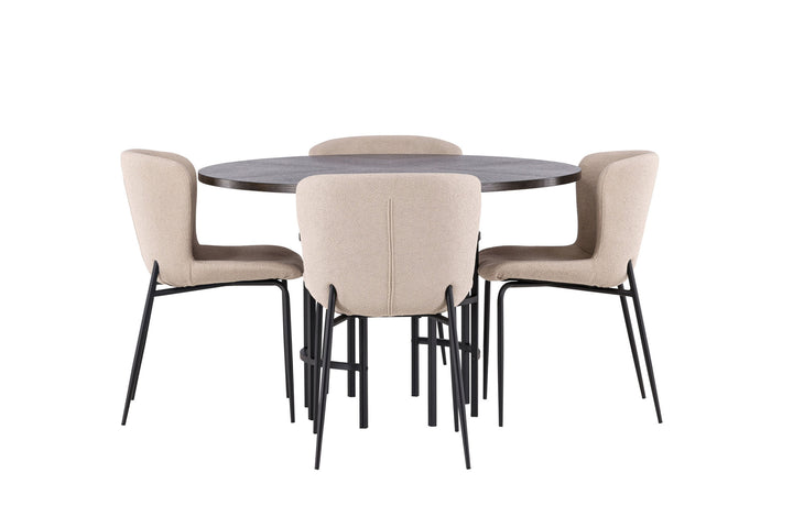 Venture Home Copenhagen Dining Table - Black / Mocca Veneer +Modesto Dining Chair - Beige / Beige Boucle _4