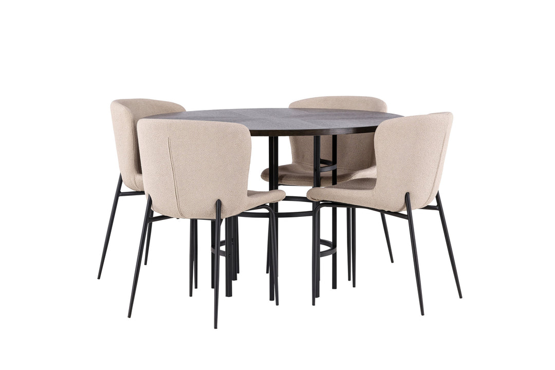 Venture Home Copenhagen Dining Table - Black / Mocca Veneer +Modesto Dining Chair - Beige / Beige Boucle _4