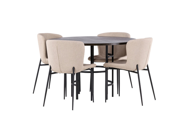 Venture Home Copenhagen Dining Table - Black / Mocca Veneer +Modesto Dining Chair - Beige / Beige Boucle _4