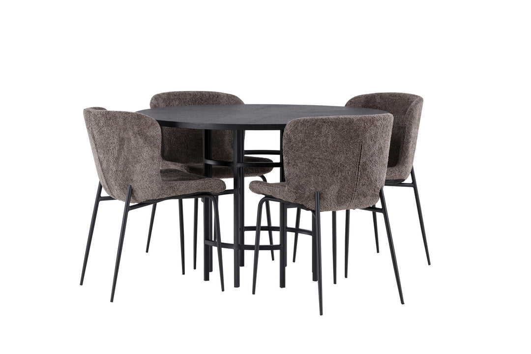 Venture Home Copenhagen Dining Table - Black / Black Veneer +Modesto Dining Chair - Grey / Smoked Black Boucle _4