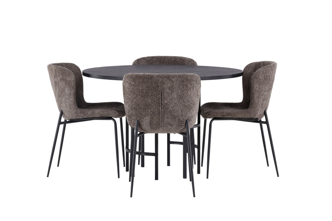 Venture Home Copenhagen Dining Table - Black / Black Veneer +Modesto Dining Chair - Grey / Smoked Black Boucle _4