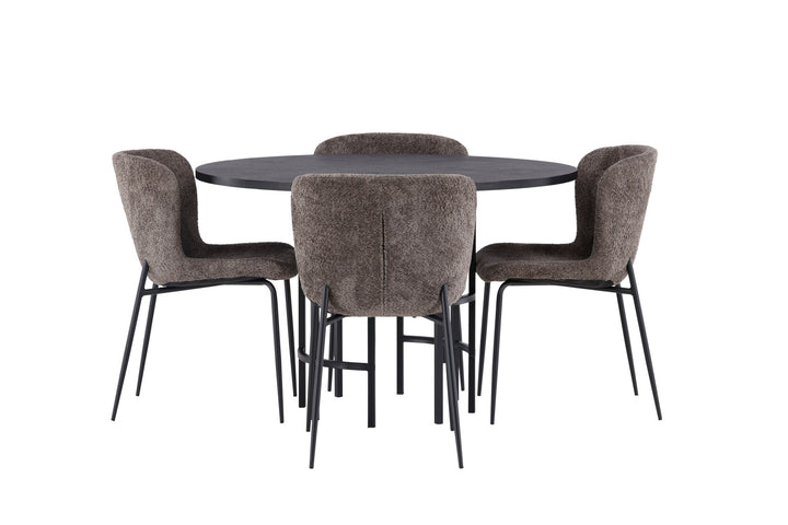 Venture Home Copenhagen Dining Table - Black / Black Veneer +Modesto Dining Chair - Grey / Smoked Black Boucle _4