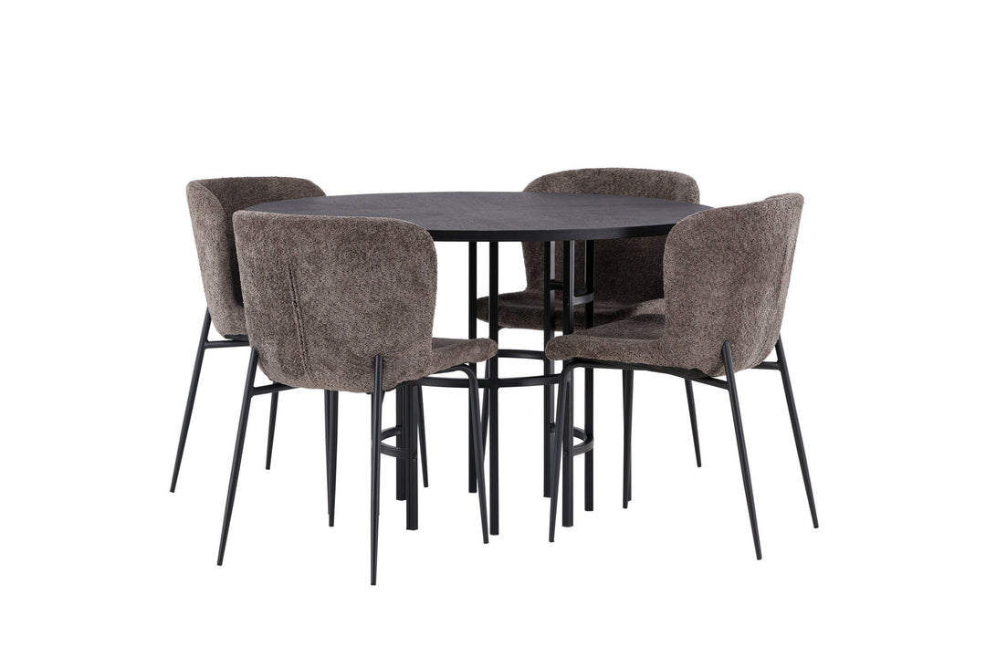 Venture Home Copenhagen Dining Table - Black / Black Veneer +Modesto Dining Chair - Grey / Smoked Black Boucle _4
