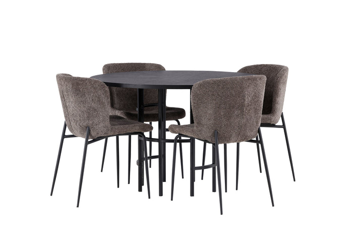 Venture Home Copenhagen Dining Table - Black / Black Veneer +Modesto Dining Chair - Grey / Smoked Black Boucle _4