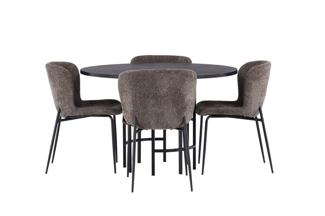 Venture Home Copenhagen Dining Table - Black / Black Veneer +Modesto Dining Chair - Grey / Smoked Black Boucle _4