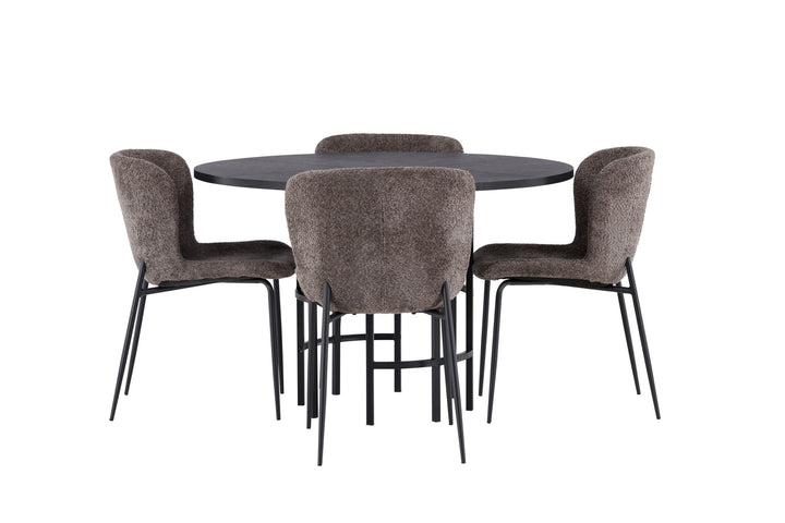 Venture Home Copenhagen Dining Table - Black / Black Veneer +Modesto Dining Chair - Grey / Smoked Black Boucle _4
