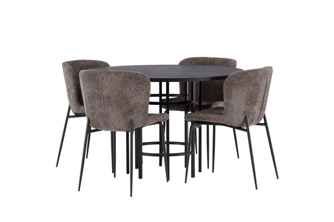 Venture Home Copenhagen Dining Table - Black / Black Veneer +Modesto Dining Chair - Grey / Smoked Black Boucle _4