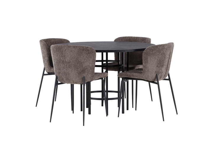 Venture Home Copenhagen Dining Table - Black / Black Veneer +Modesto Dining Chair - Grey / Smoked Black Boucle _4