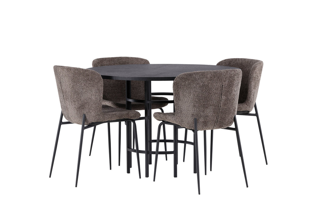 Venture Home Copenhagen Dining Table - Black / Black Veneer +Modesto Dining Chair - Grey / Smoked Black Boucle _4