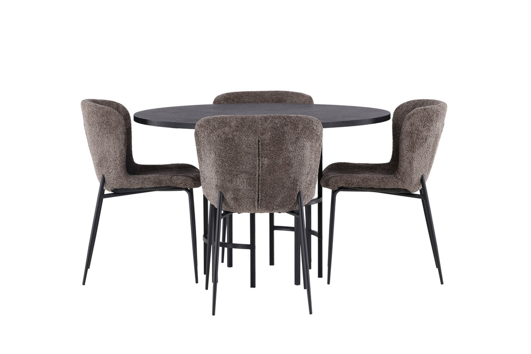 Venture Home Copenhagen Dining Table - Black / Black Veneer +Modesto Dining Chair - Grey / Smoked Black Boucle _4