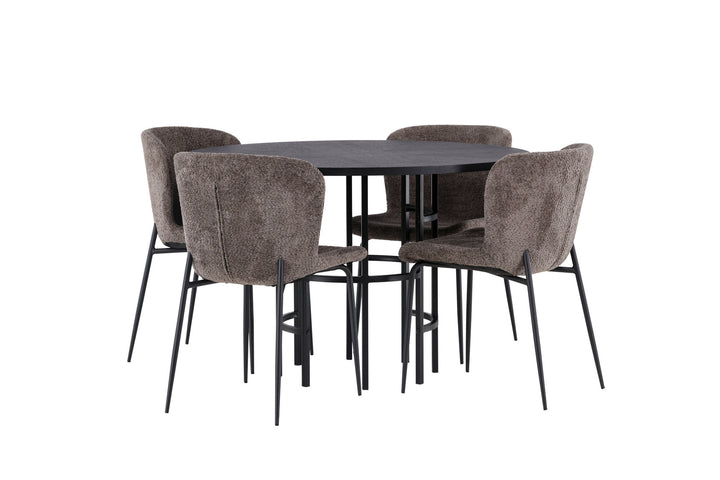 Venture Home Copenhagen Dining Table - Black / Black Veneer +Modesto Dining Chair - Grey / Smoked Black Boucle _4