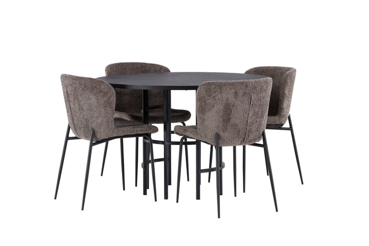 Venture Home Copenhagen Dining Table - Black / Black Veneer +Modesto Dining Chair - Grey / Smoked Black Boucle _4