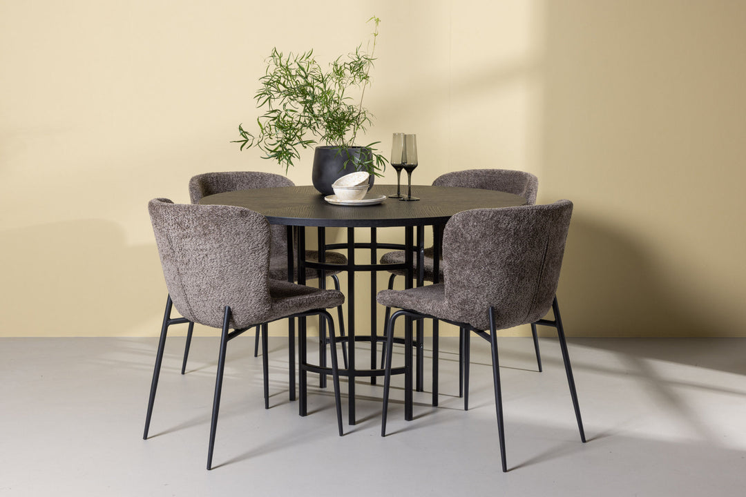Venture Home Copenhagen Dining Table - Black / Black Veneer +Modesto Dining Chair - Grey / Smoked Black Boucle _4