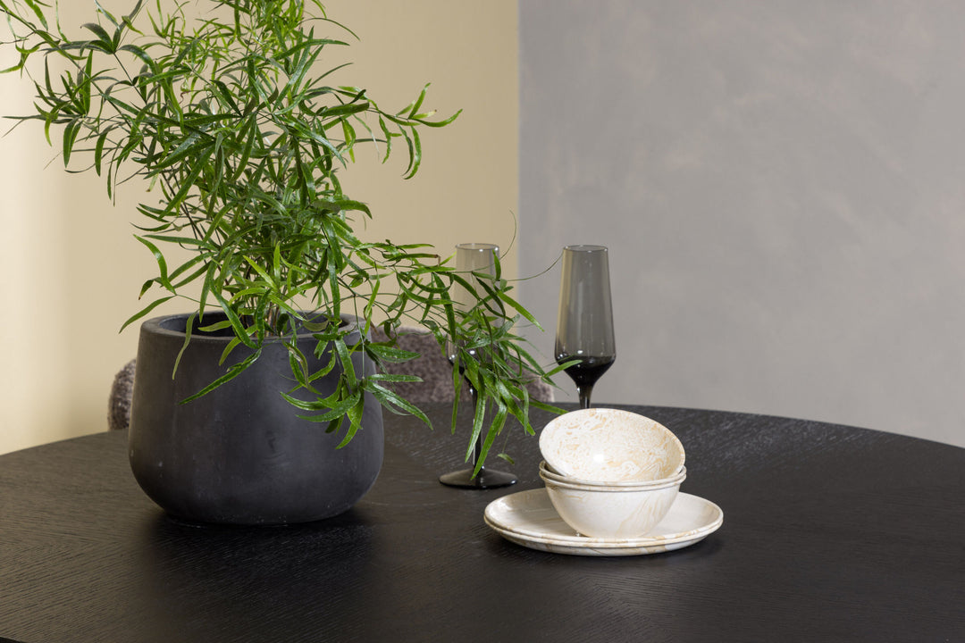 Venture Home Copenhagen Dining Table - Black / Black Veneer +Modesto Dining Chair - Grey / Smoked Black Boucle _4