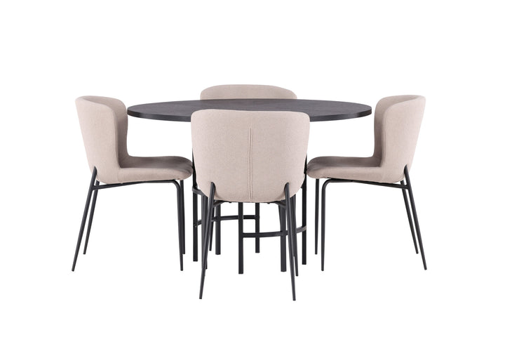 Venture Home Copenhagen Dining Table - Black / Black Veneer +Modesto Dining Chair - Beige / Beige Boucle _4