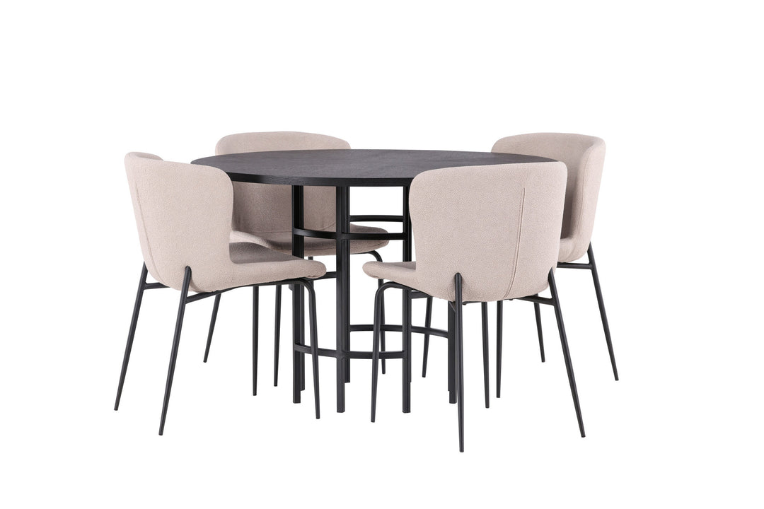 Venture Home Copenhagen Dining Table - Black / Black Veneer +Modesto Dining Chair - Beige / Beige Boucle _4