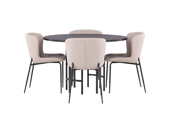 Venture Home Copenhagen Dining Table - Black / Black Veneer +Modesto Dining Chair - Beige / Beige Boucle _4