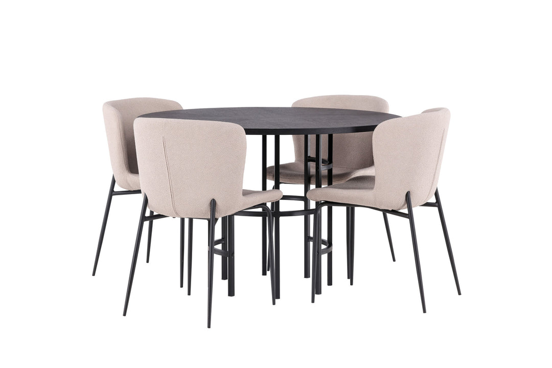 Venture Home Copenhagen Dining Table - Black / Black Veneer +Modesto Dining Chair - Beige / Beige Boucle _4