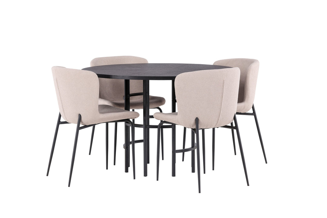 Venture Home Copenhagen Dining Table - Black / Black Veneer +Modesto Dining Chair - Beige / Beige Boucle _4