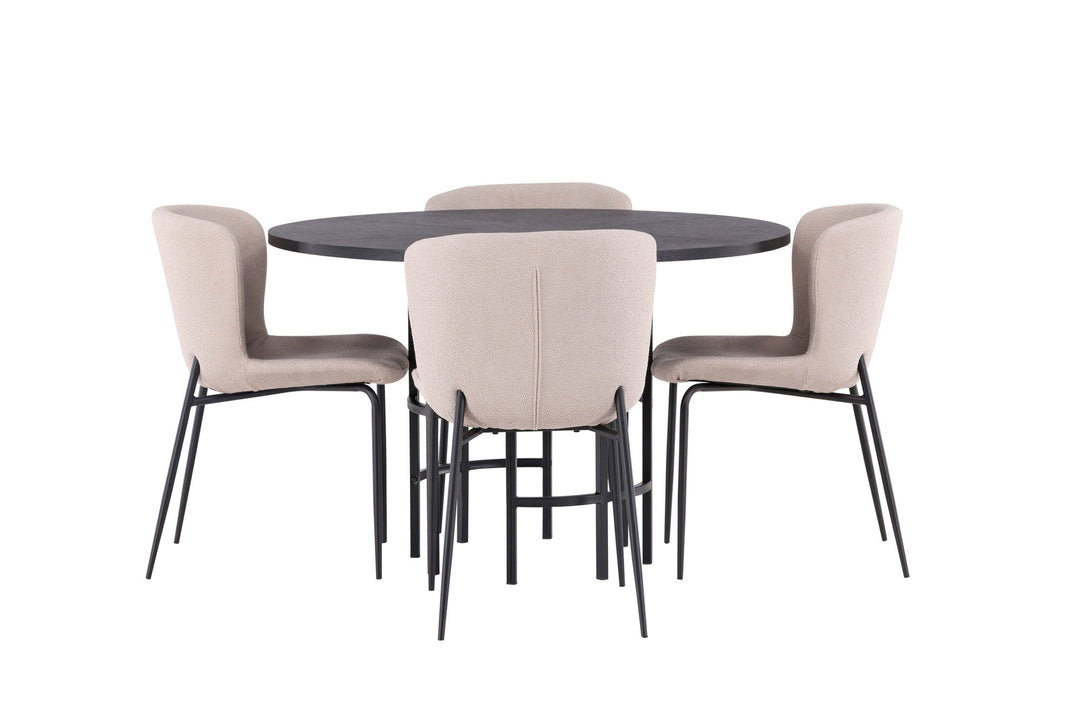 Venture Home Copenhagen Dining Table - Black / Black Veneer +Modesto Dining Chair - Beige / Beige Boucle _4