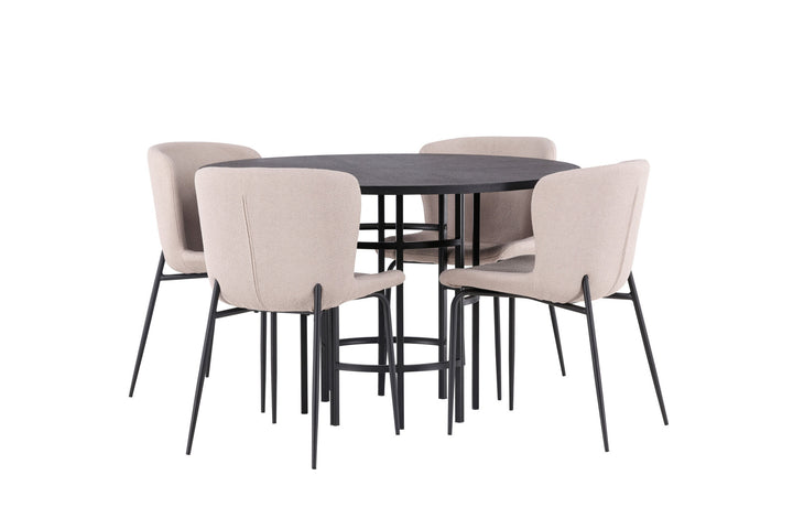 Venture Home Copenhagen Dining Table - Black / Black Veneer +Modesto Dining Chair - Beige / Beige Boucle _4