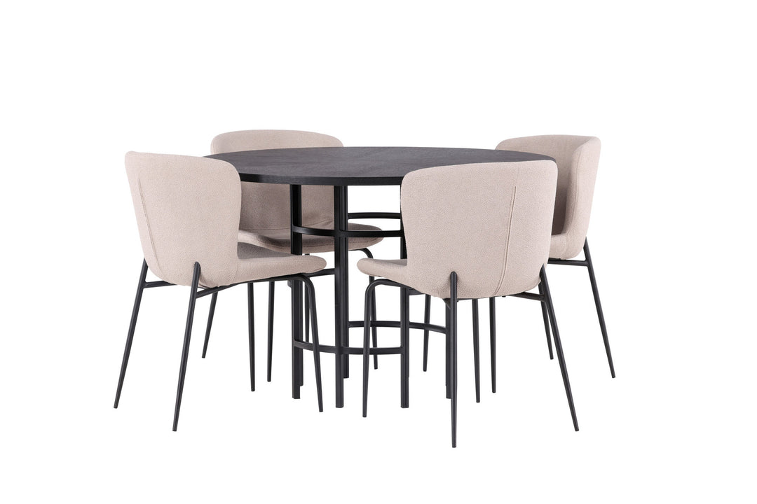 Venture Home Copenhagen Dining Table - Black / Black Veneer +Modesto Dining Chair - Beige / Beige Boucle _4