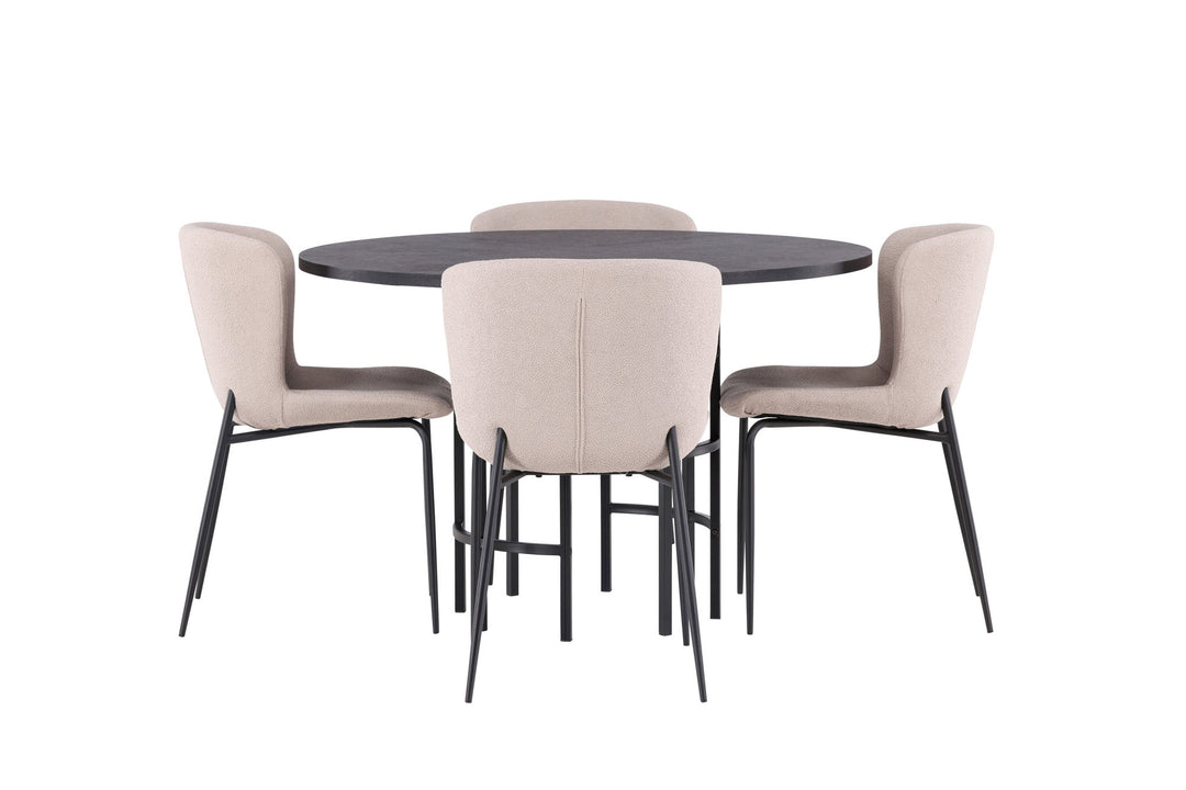 Venture Home Copenhagen Dining Table - Black / Black Veneer +Modesto Dining Chair - Beige / Beige Boucle _4