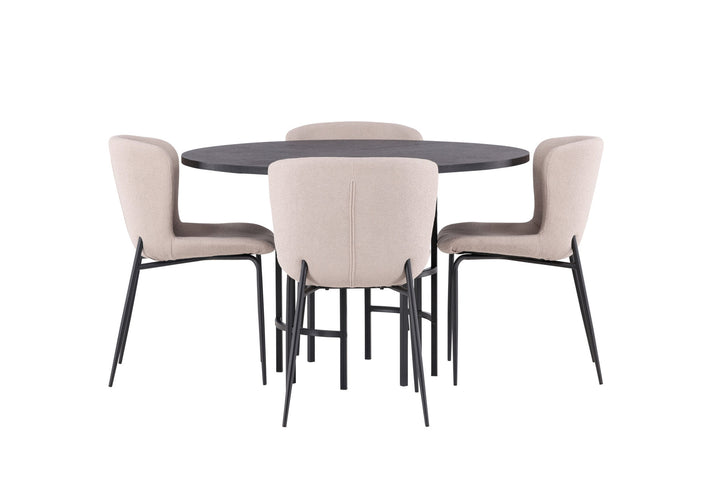 Venture Home Copenhagen Dining Table - Black / Black Veneer +Modesto Dining Chair - Beige / Beige Boucle _4