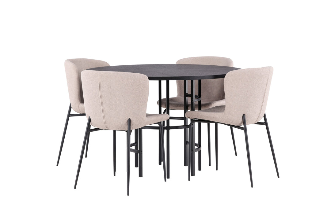 Venture Home Copenhagen Dining Table - Black / Black Veneer +Modesto Dining Chair - Beige / Beige Boucle _4