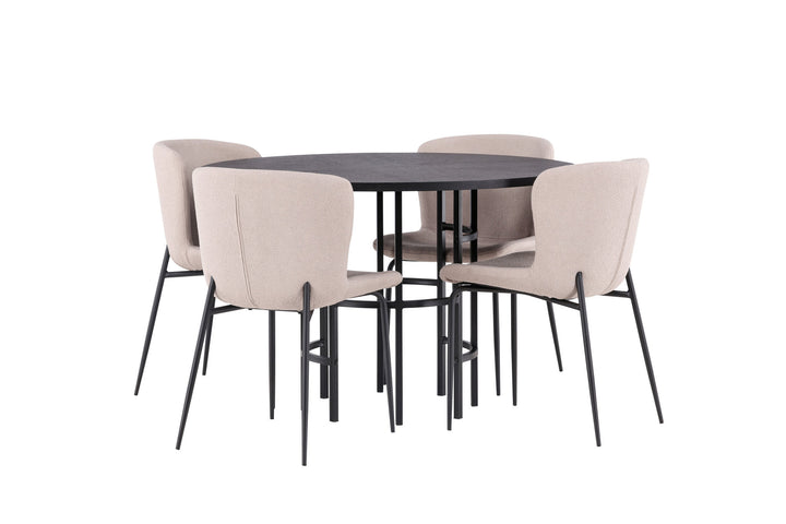 Venture Home Copenhagen Dining Table - Black / Black Veneer +Modesto Dining Chair - Beige / Beige Boucle _4