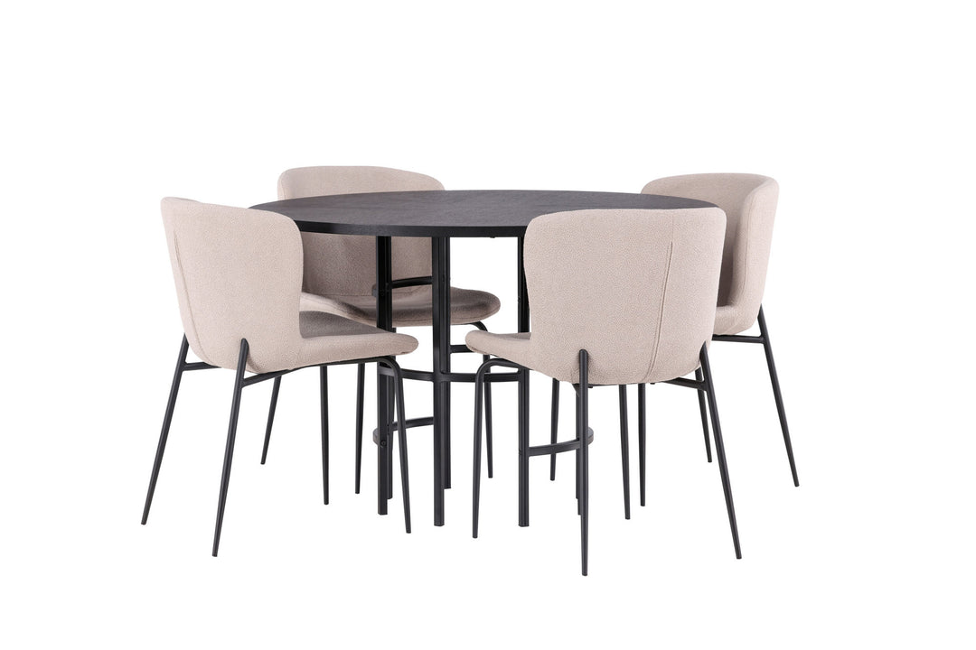 Venture Home Copenhagen Dining Table - Black / Black Veneer +Modesto Dining Chair - Beige / Beige Boucle _4