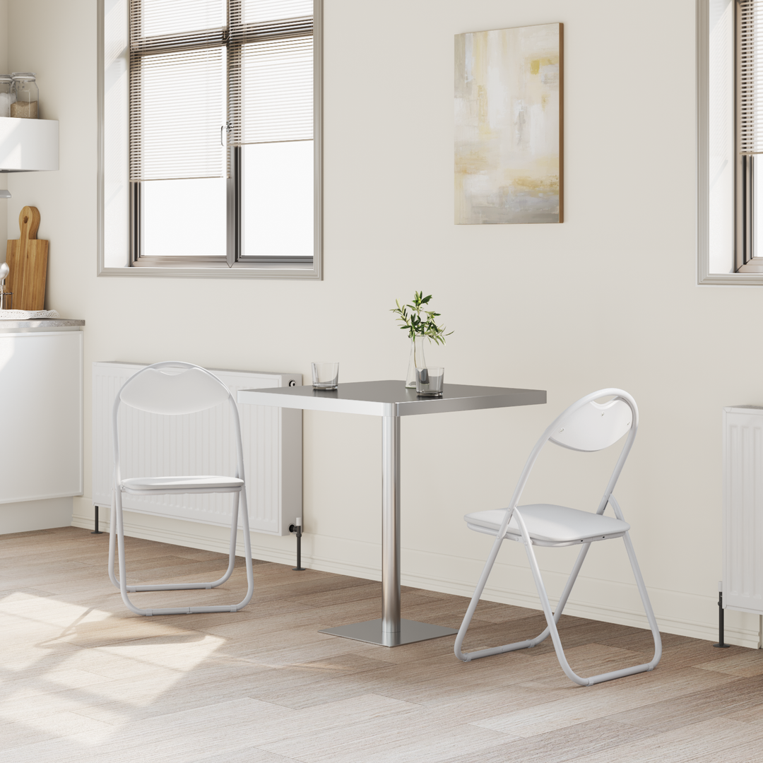 Sammenklappelig stol 2 pcs Hvid 48 x 43,5 x 81 cm Faux læder