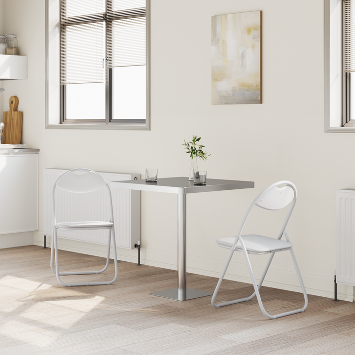Sammenklappelig stol 2 pcs Hvid 48 x 43,5 x 81 cm Faux læder