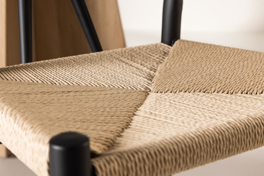 Venture Home Alfons Dining Chair - Black / Beige Rope