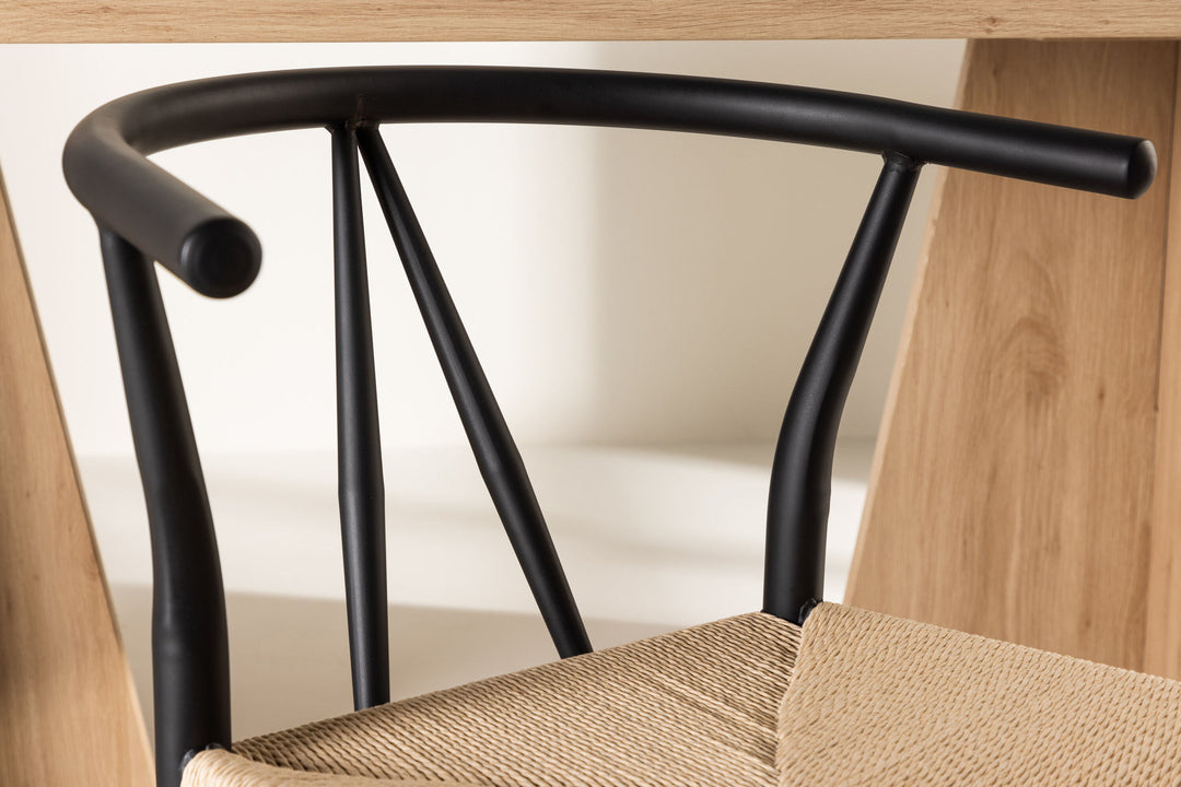 Venture Home Alfons Dining Chair - Black / Beige Rope