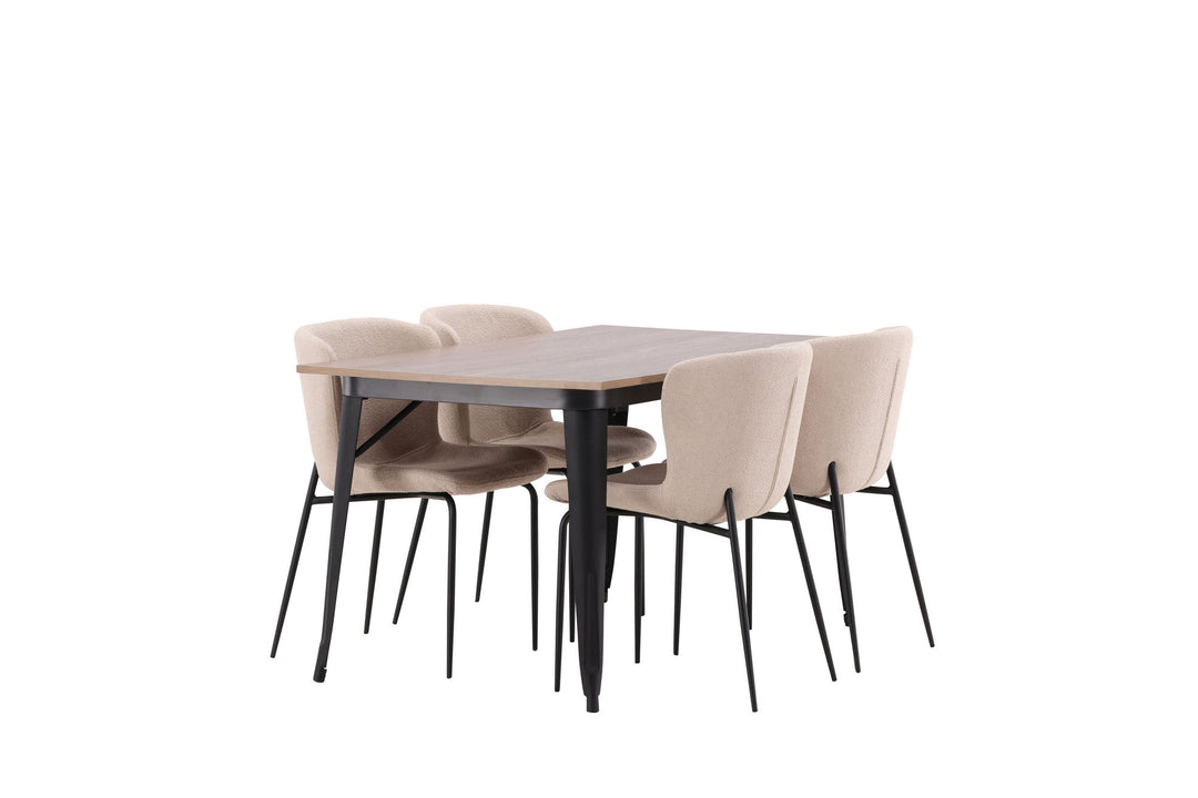 Venture Home Tempe Dining Table - Black / Walnut MDF +Modesto Dining Chair - Grey / Smoked Black Boucle _4