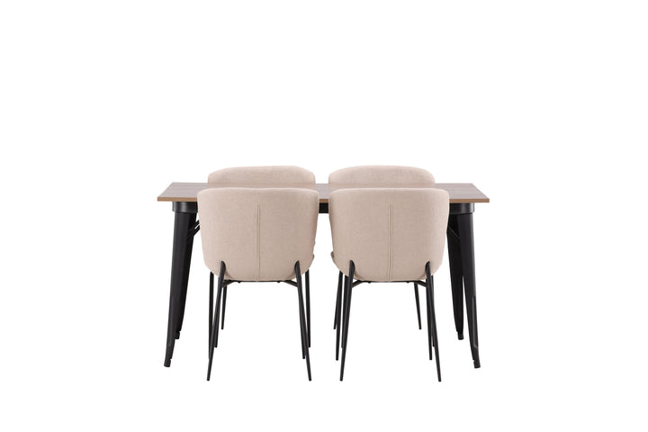 Venture Home Tempe Dining Table - Black / Walnut MDF +Modesto Dining Chair - Grey / Smoked Black Boucle _4