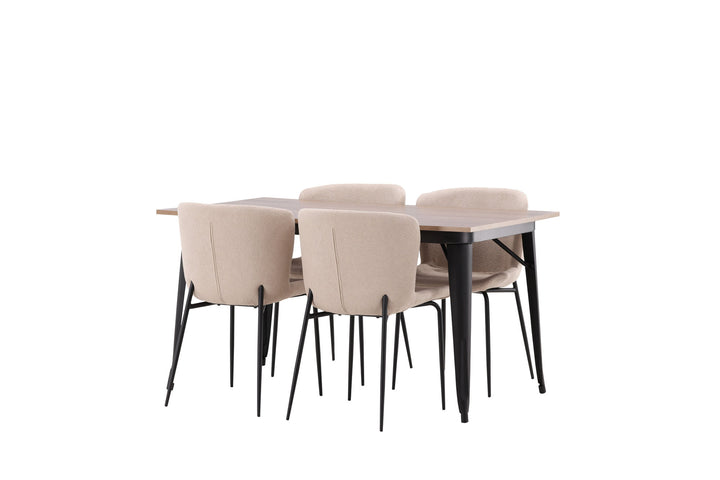 Venture Home Tempe Dining Table - Black / Walnut MDF +Modesto Dining Chair - Grey / Smoked Black Boucle _4