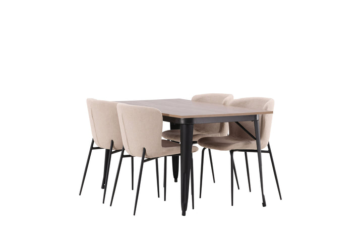 Venture Home Tempe Dining Table - Black / Walnut MDF +Modesto Dining Chair - Grey / Smoked Black Boucle _4