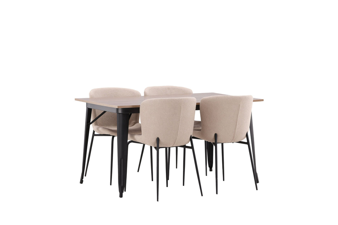 Venture Home Tempe Dining Table - Black / Walnut MDF +Modesto Dining Chair - Grey / Smoked Black Boucle _4