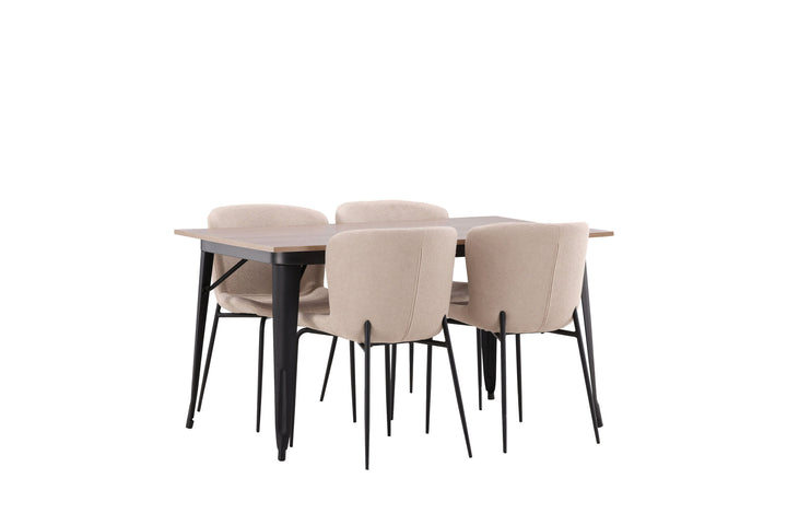 Venture Home Tempe Dining Table - Black / Walnut MDF +Modesto Dining Chair - Grey / Smoked Black Boucle _4