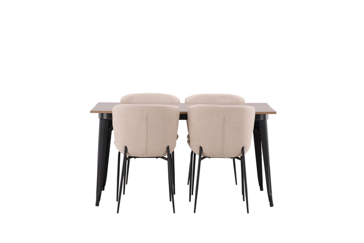 Venture Home Tempe Dining Table - Black / Walnut MDF +Modesto Dining Chair - Grey / Smoked Black Boucle _4