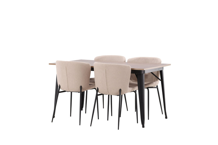 Venture Home Tempe Dining Table - Black / Walnut MDF +Modesto Dining Chair - Grey / Smoked Black Boucle _4