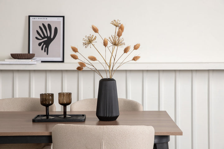 Venture Home Tempe Dining Table - Black / Walnut MDF +Modesto Dining Chair - Grey / Smoked Black Boucle _4