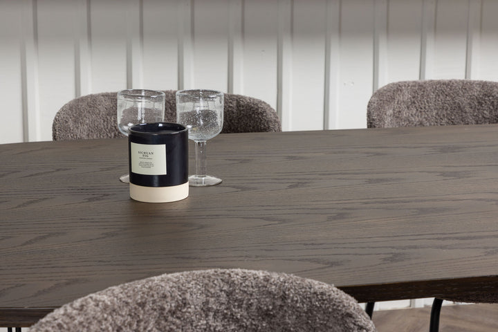 Venture Home Stone oval Dining Table - Black / Mocca Veneer +Modesto Dining Chair - Grey / Smoked Black Boucle _4