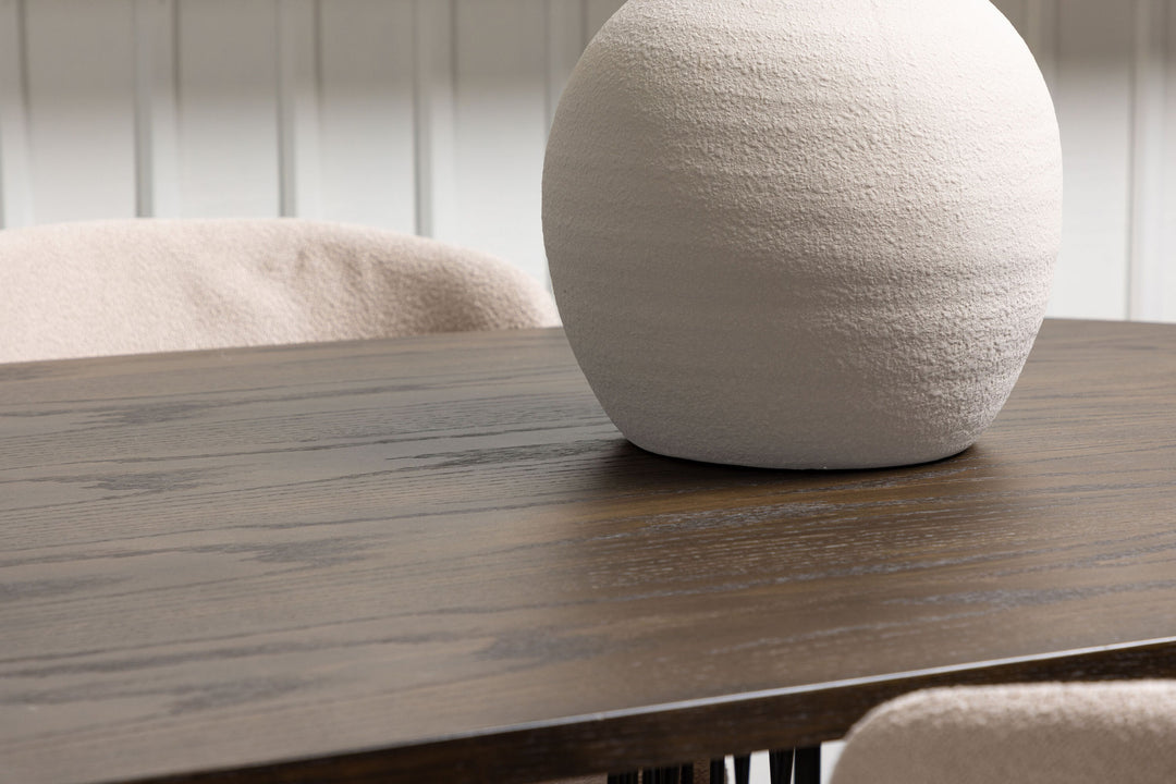 Venture Home Stone oval Dining Table - Black / Mocca Veneer +Modesto Dining Chair - Beige / Beige Boucle _4