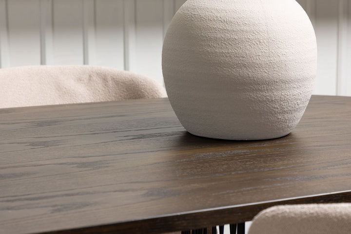 Venture Home Stone oval Dining Table - Black / Mocca Veneer +Modesto Dining Chair - Beige / Beige Boucle _4