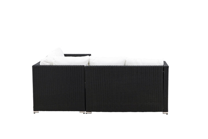 Venture Home Kuba Sofa Set - Black Wicker White Cushion