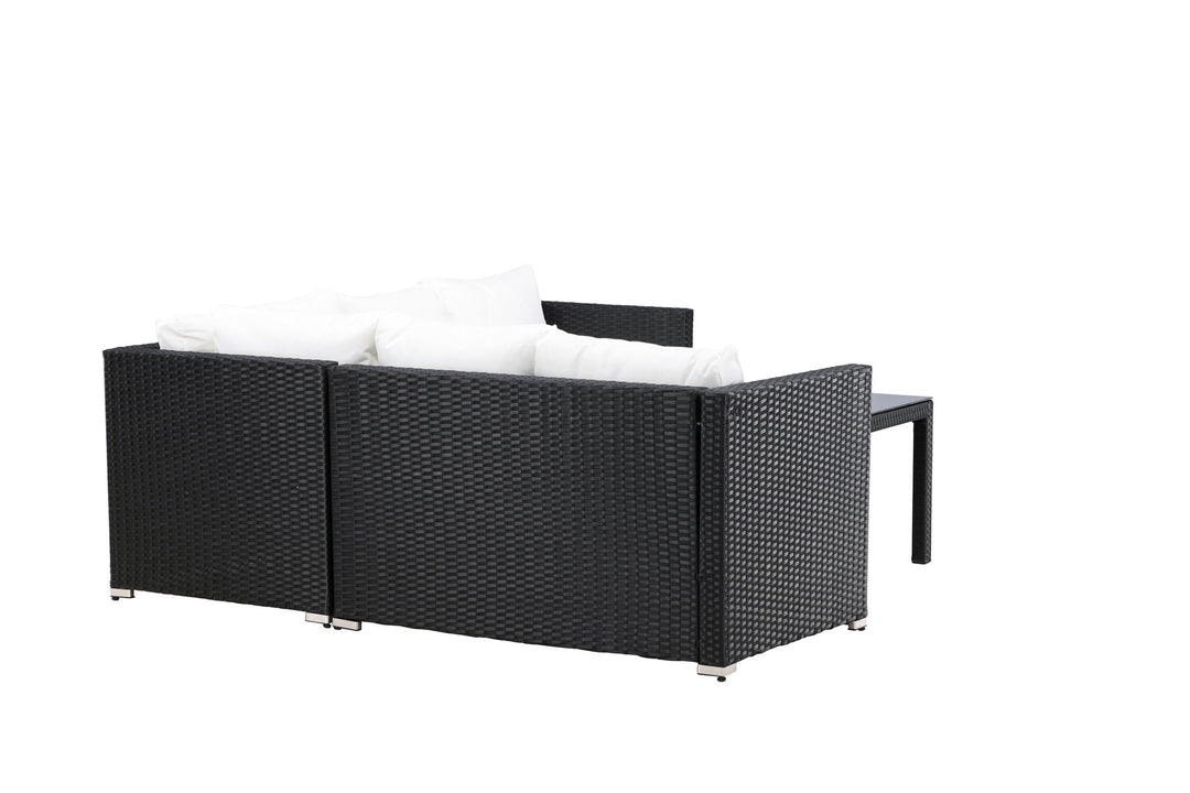 Venture Home Kuba Sofa Set - Black Wicker White Cushion