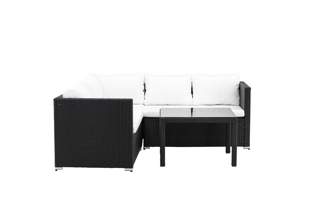 Venture Home Kuba Sofa Set - Black Wicker White Cushion